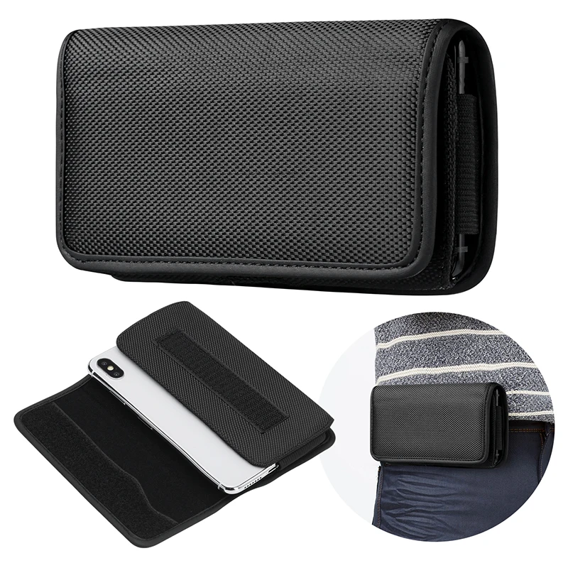 Bolsa de telefone móvel pano Oxford masculino, pendurado holster titular, pacotes de cintura, clipe de cinto, caso, pacote, purs pequenos