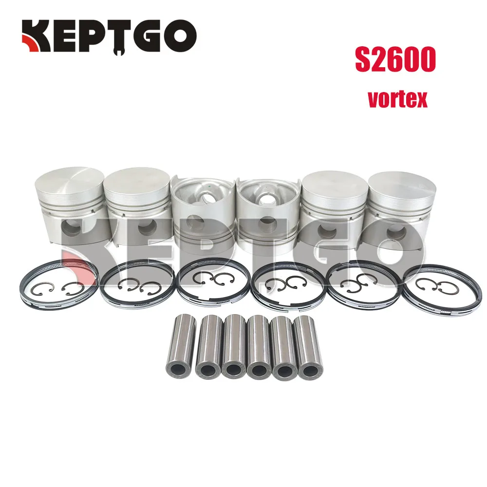 NEW S2600 Piston & Rings STD For Kubota ( 6 PCS )