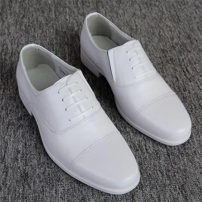 Big Size Performance White Leather Shoes Men Three Joint Military Shoe Mens Wedding mesh Shoes Solid Oxfords Wear-Resistant