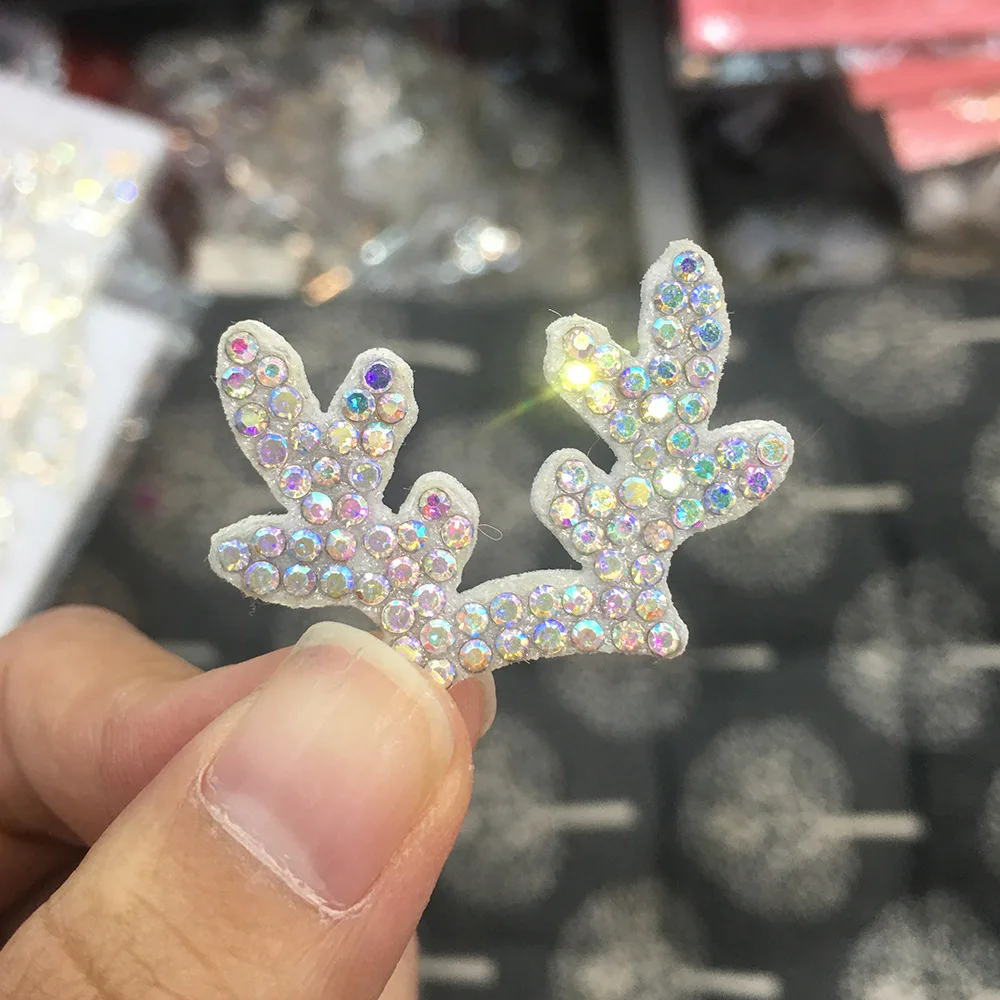 High Quality Fashion 10pcs/bag Non-woven Antlers Diamond Hairpin Children Cartoon Cute DIY Accessories