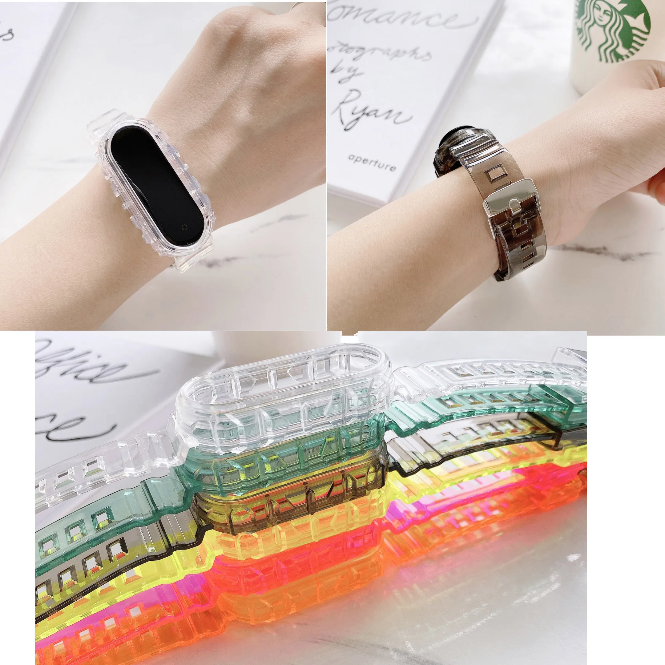 For Xiaomi Miband 7 5 6 Transparent Watch Silicone Strap Protector Shell for Mi band 3 4 5 6