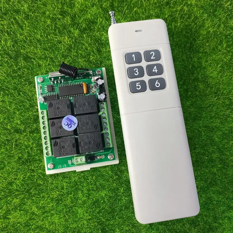 Universal 433mhz DC 12V 6 ช่อง RF ไร้สายวิทยุรีโมทคอนโทรลระบบเครื่องส่งสัญญาณ 100m