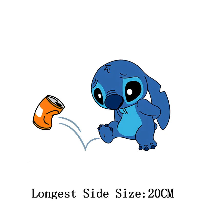 Lilo & Stitch Cartoon Stitch Patch Iron on Heat Transfer Sticker for Women Kids T-shirt Cartoon Iron-on Transfers for Clothing