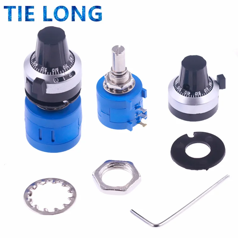 3590S-2-103L 3590S 10K ohm Precision Multiturn Potentiometer 10 Ring Adjustable Resistor + Turns Counting Dial Rotary Knob