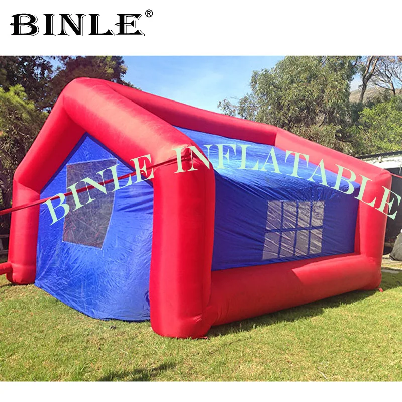 

Portable red inflatable cabin house tent with window inflatable square marquee inflatable emergency tent for event