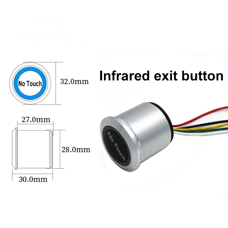 Impermeável Contactless Sensor Interruptor De Saída, Indução Tipo Botão De Liberação, LED Controle De Acesso, DC 12V, 24V