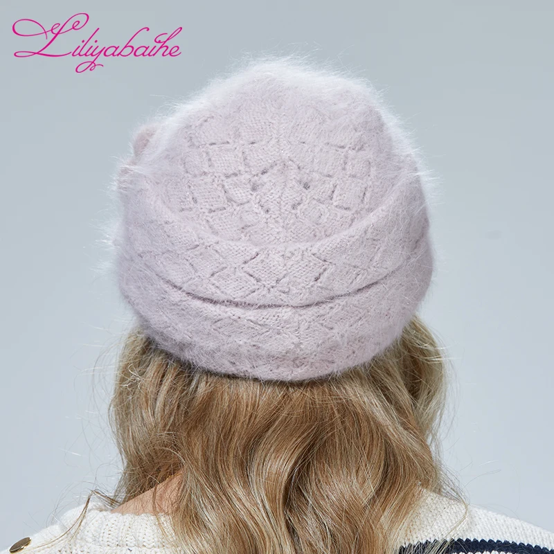 Liliyabaihe  Winter hat Women Diamond Double three-dimensional knit hat Mink decoration 6 colors