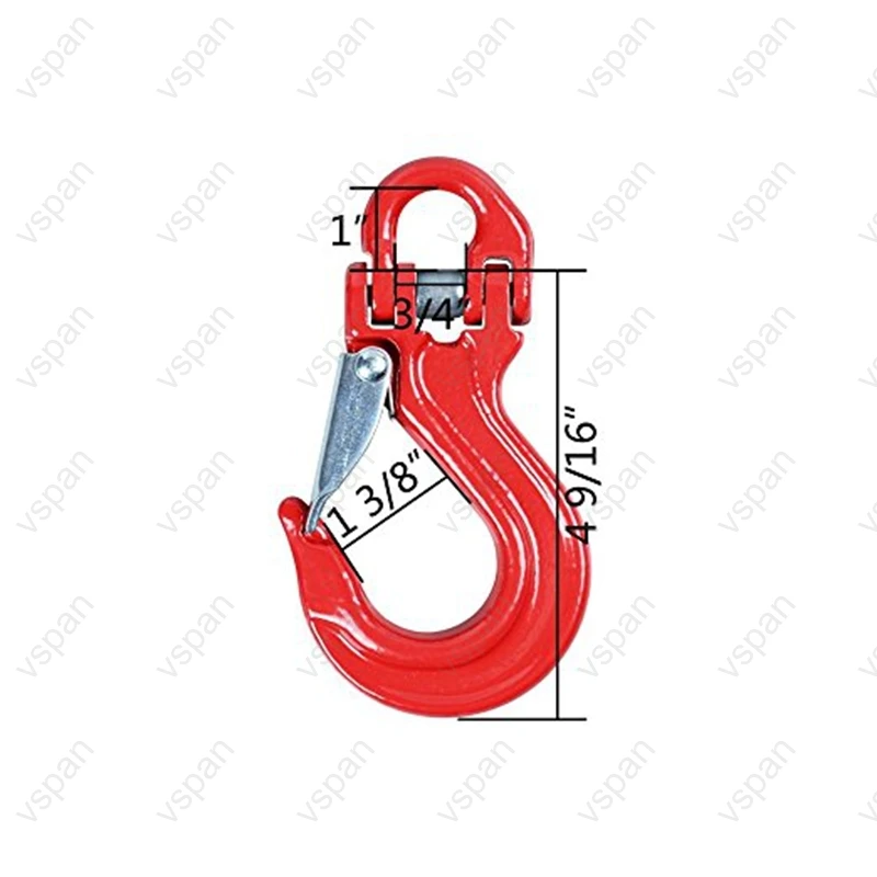 Half-Link Clevis Safety Latch Swivel Winch Hook 4X4 Application OFF-ROAD RECOVERY (WLL 2 Tons Break Point 17,000 LBs) Red/Yellow