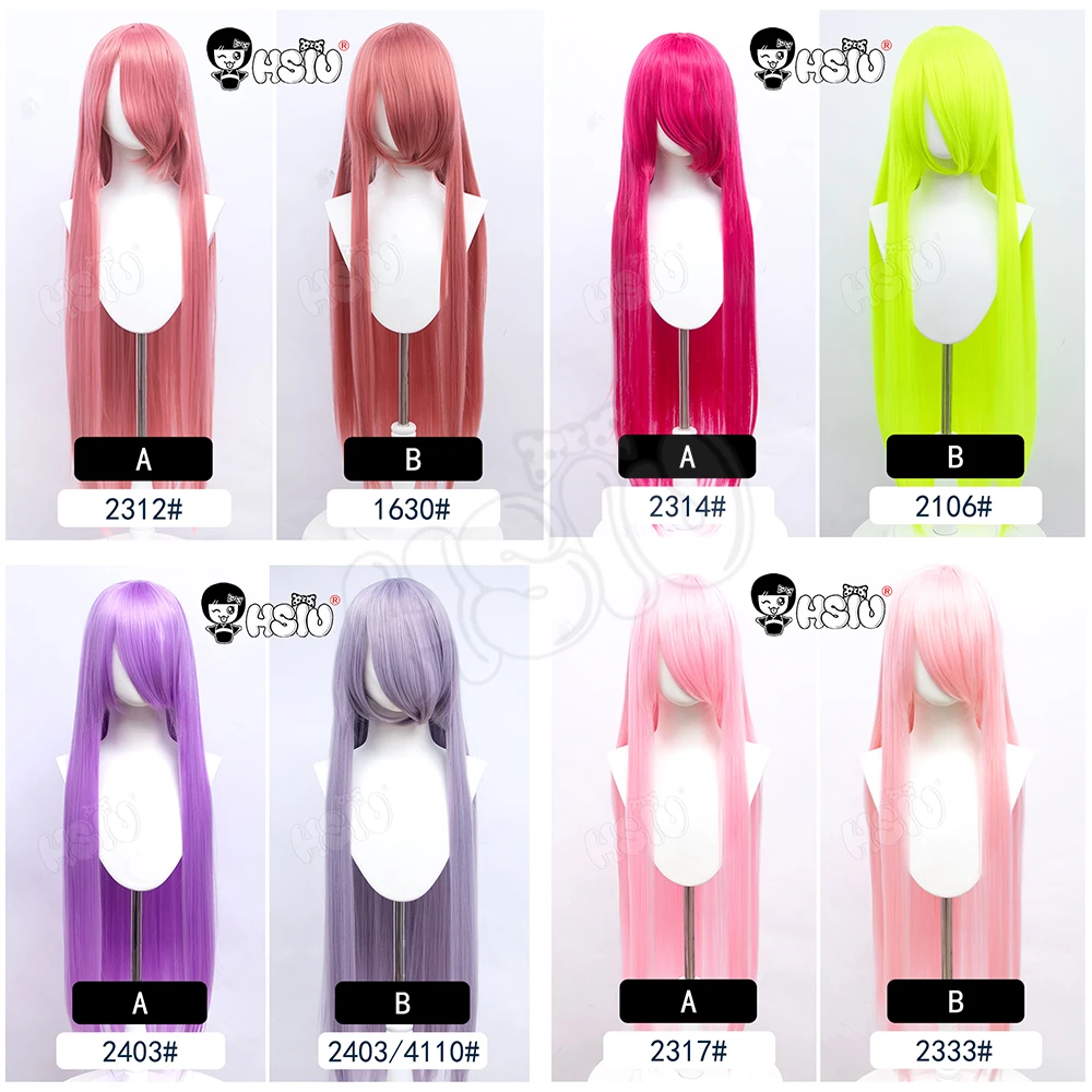 HSIU 100Cm parrucca Cosplay lunga resistente al calore capelli sintetici parrucche per feste Anime 42 colori colorati dare via parrucca di marca net