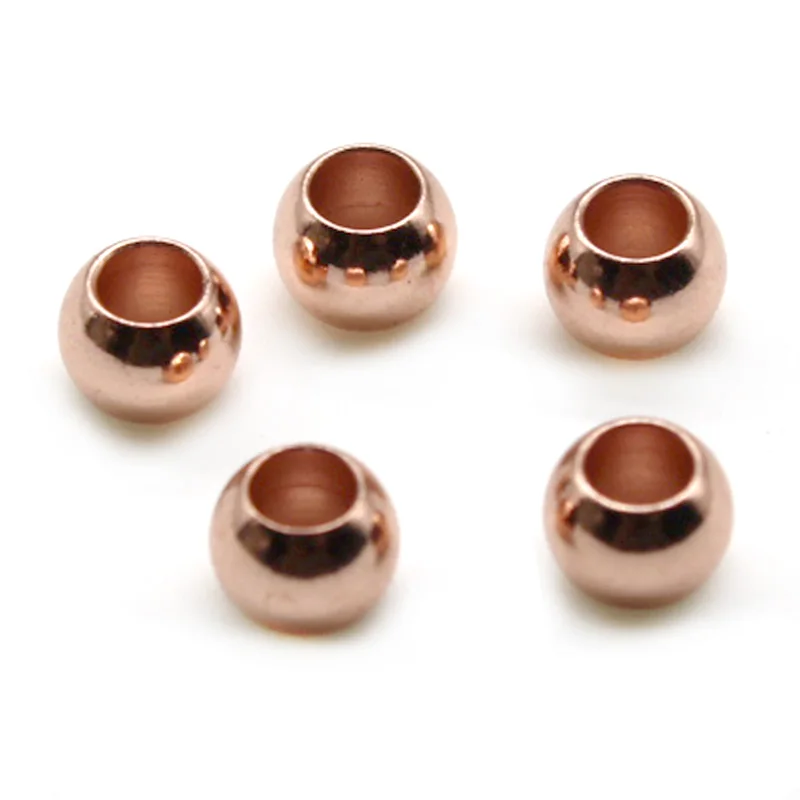 50pcs/lot 2 3 4 5 6 8 mm Stainless Steel Rose Gold Black Spacer Beads Charm Loose Beads DIY Bracelets Beads for Jewelry Making