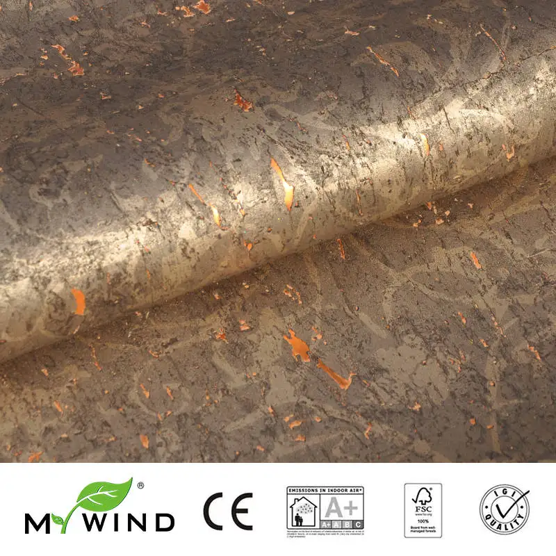 Mywind 0.91*5.5m Rolo Coppery Luxo 100 Material Design Casa Decoração Papel de Parede Papel Cortiça