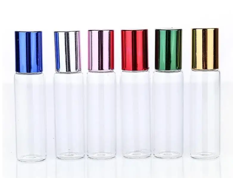 

10ml Clear Glass Essential Oil Roller Bottles with Glass Roller Balls Aromatherapy Perfumes Lip Balms Roll On Bottles