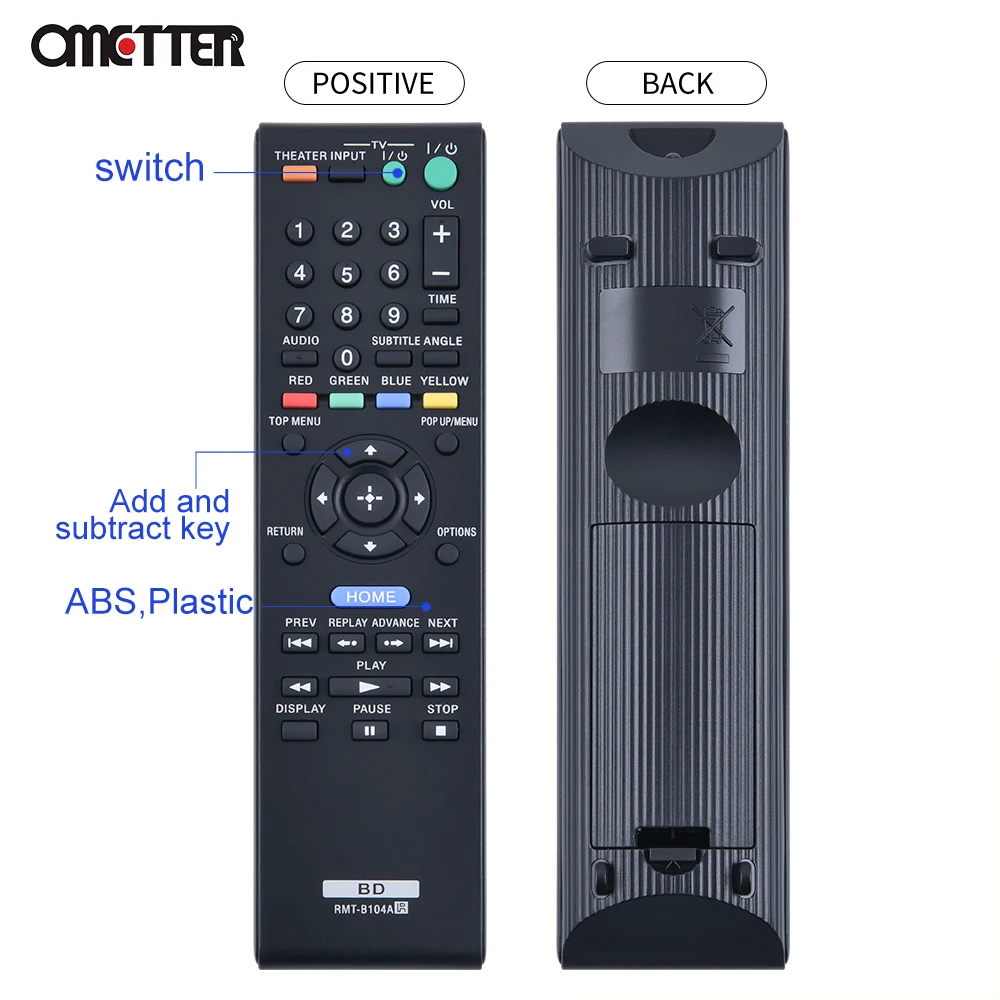 RMT-B104A 소니 DVD 플레이어 부품, 리모컨 RMT-B107P BDP-S360 BDP-S560 BDP-S470 BDP-S370 적합