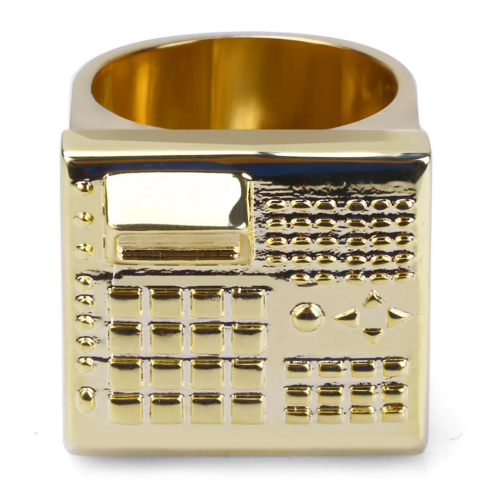 GUCY New Arrival Hip Hop Fashion Gold Color Plated Micro Pave Cubic Zircon Ring Full Iced Out Bling Rock Jewelry For Men