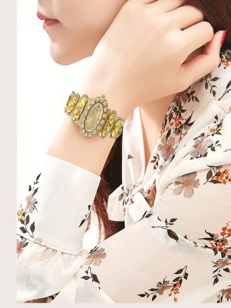 2021  TPL Diamond Watches Round Luxury women's Watch Fashion Date Quartz Iced Out Bling Watch Gold-plated diamond