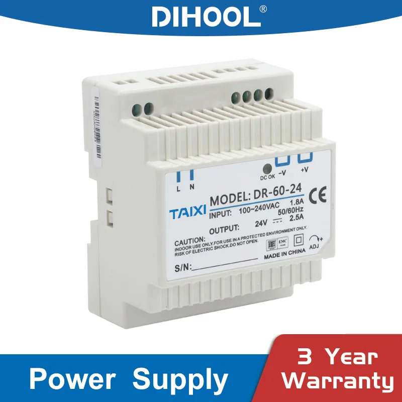 DIN Rail Type Mounting Switching Power Supply Source Transformer AC110V 220V 230V To DC 5V 12V 24V 36V SMPS Distribution Box Use