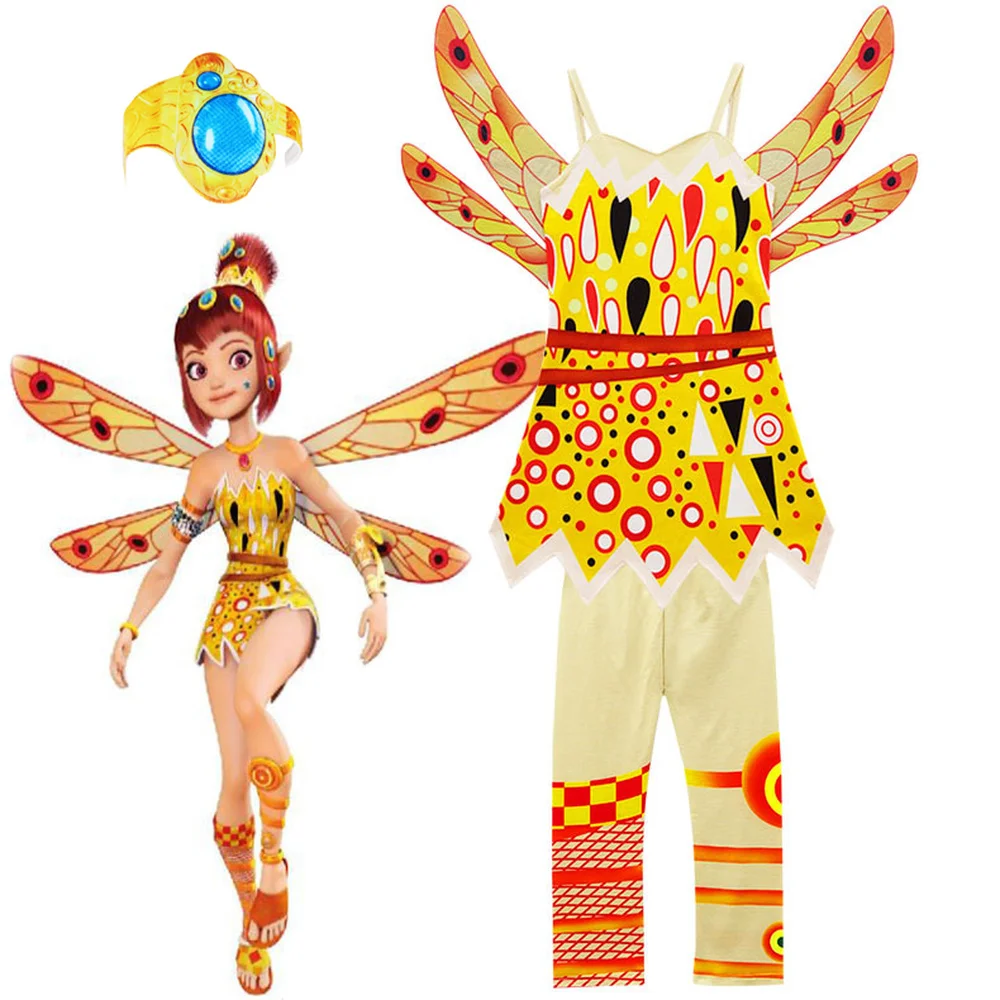 Mia-disfraces de Halloween para niños, ropa de Carnaval para fiesta de cumpleaños Mia & Me, conjuntos de Ropa para Niñas con anillo de mano Mia