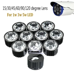 10pcs 5/8/15/25/30/45/60/90/120 gradi lente a LED con supporto nero per 1W 3W 5W lampada a LED ad alta potenza