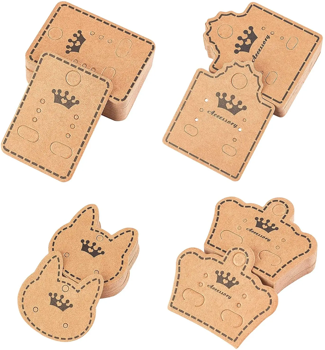 50Pcs Kraft Paper Jewelry Display Cards Cartoon Shape Paper Cardboardfor Handmade Stud Earring Packing  Price Tag Label Cards