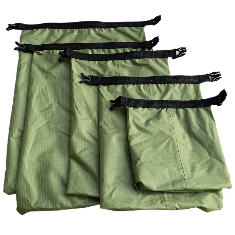 À prova d'água natação saco seco com alça ajustável gancho, Buckled armazenamento Sack, Fit para Camping, à deriva, mergulho, ao ar livre, 5pcs