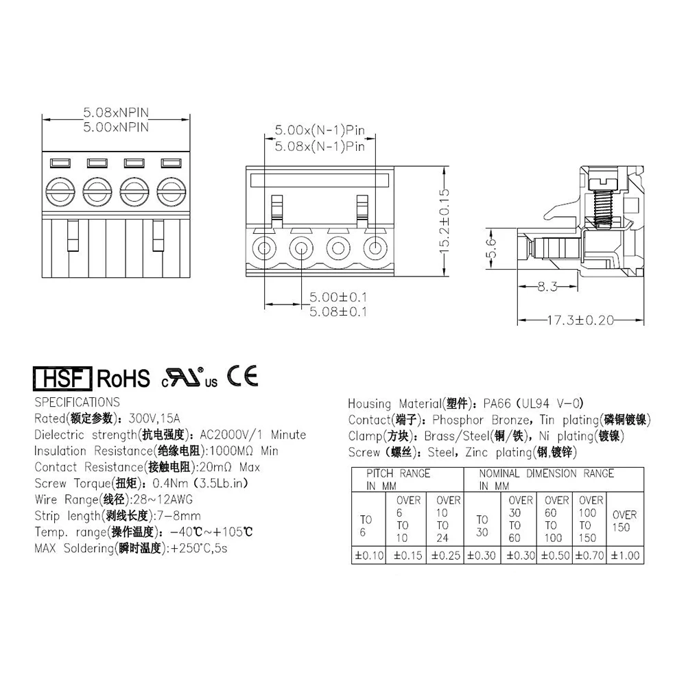 50Pcs KF2EDGK 5.0 2P ~ 12P PCB CONNECTOR PLUG-IN TERMINAL BlOCK 2EDGK 5.0mm 2PIN ~ 12PIN MSTB 2,5 ST 1754449 PHOENIX DEGSON