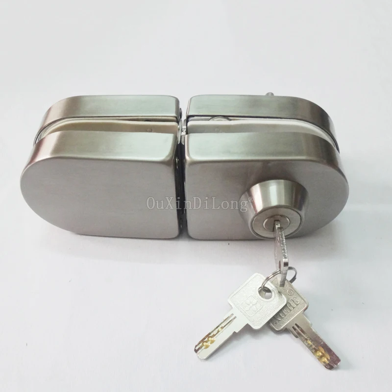 1PCS Frameless Glass Door Lock Sliding Central Glass Door Lock Stainless Steel,No Need to Open Holes,Bidirectional Unlock