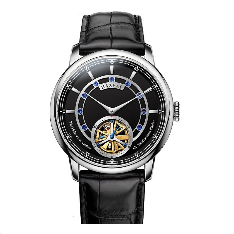 Модные наручные часы для мужчин, мужские автоматические часы HAZEAL man, роскошные механические наручные часы со скелетом, водонепроницаемые, relogio