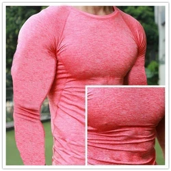 Men Quick Dry Fitness Tees Outdoor Sport Running Climbing Long Sleeves Tights Bodybuilding Tops Gym Train Compression T-shirt