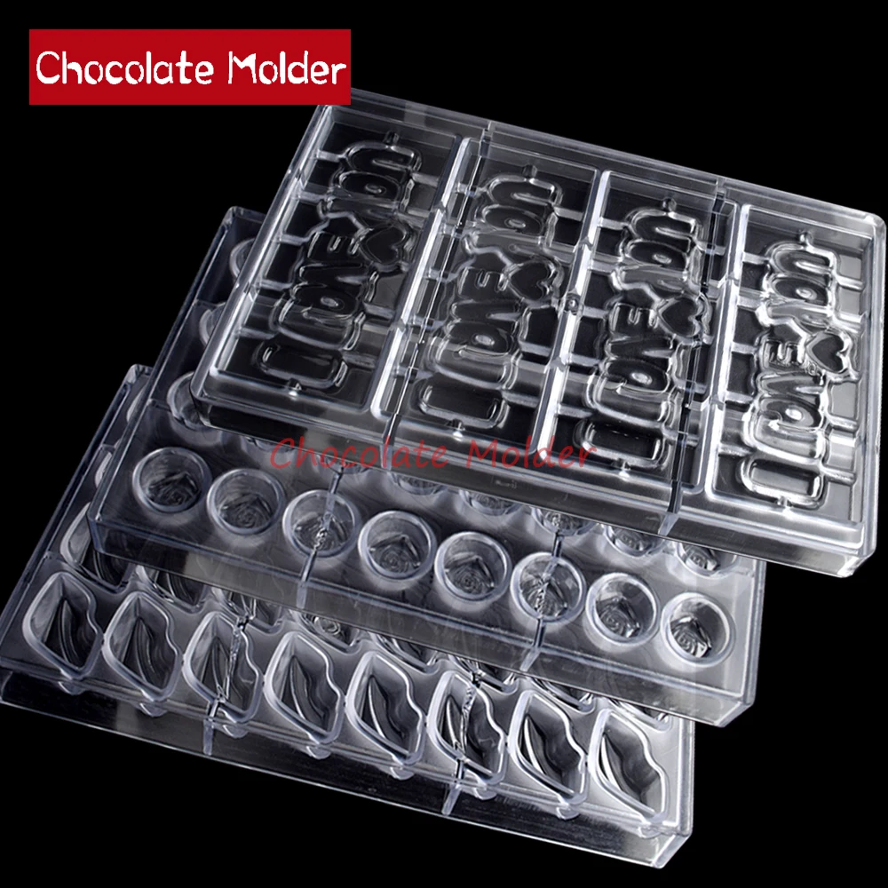 Polycarbonate Chocolate Mould Valentine's Day Heart Love Rose Shape Chocolate For Party Wedding Candy Cake Decoration Tools