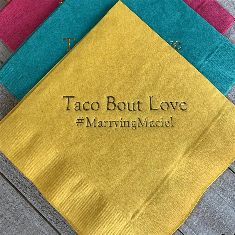 Personalized Napkins Custom Printed Paper Cocktail Beverage Luncheon Dinner Guest Towel Sizes Avail! Lots of color choices!