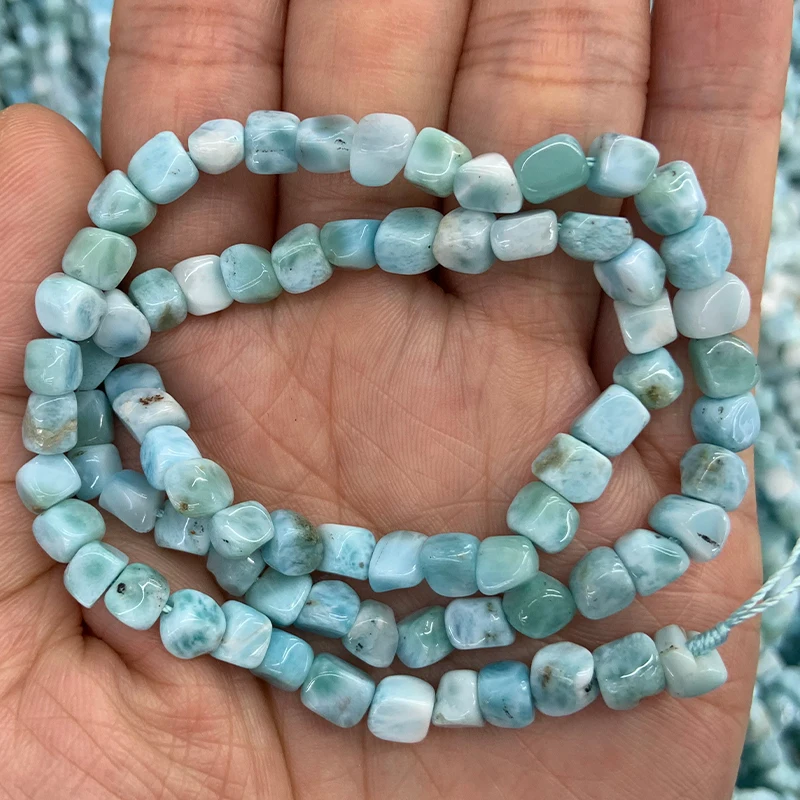 6mm Natural Larimar Beads 15\'\' Irregular Cube DIY Loose Beads For Jewelry Making Women Beads Bracelets Necklace Earring Gift