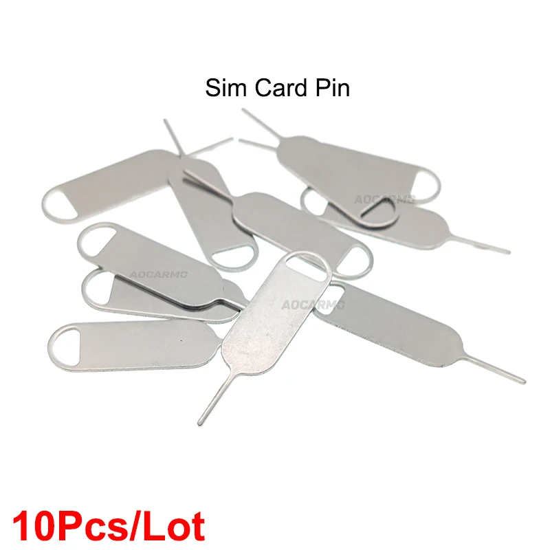 Aocarmo 10 pezzi per telefono cellulare universale Sim Card Tray Open Pin Needle Key Tool per iPhone per Huawei per OnePlus