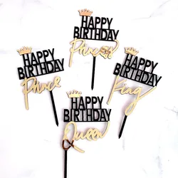Prince King Acrylic Happy Birthday Cake Topper Gold Princess Queen Cake Topper For Kids Birthday Party Cake Decorating Supplies