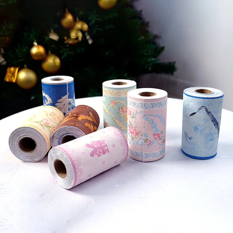 5M PVC Self-Adhesive Baseboard Wall Sticker Floral Skirting Waistline Stickers Waterproof 3D Wall Border Room Bathroom Decor