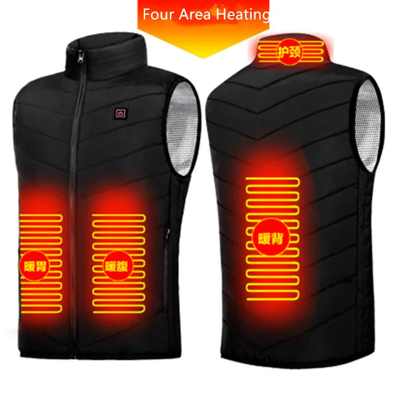 New 9 Places Heated Vest Men Women Usb Heated Jacket Heating Vest Thermal Clothing Hunting Vest Winter Heating Jacket BlackS-6XL