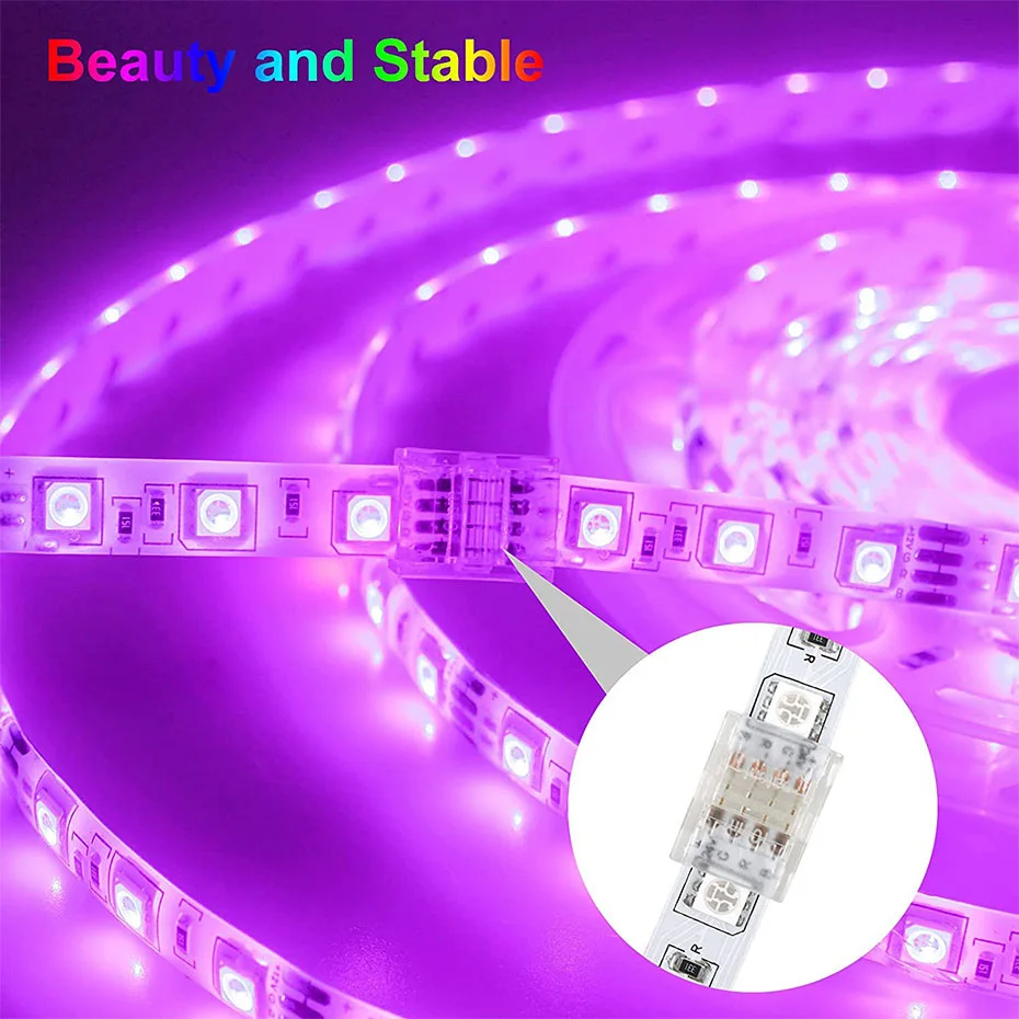 5PCS 2/3/4 Pin Solderless Connector 8mm 10mm For Led Strip Single Color/RGB/WS2811 Neon Light Quick Connectors Pins Accessories