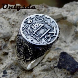 Party Gift 316L Stainless Steel Freemason Ring Masonic Symbol Rings for Men Male Freemasonry Knights Templar Jewelry  OSR818