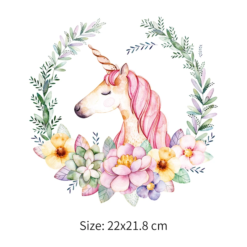 HOT Unicorn Garland Kids Diy Iron On Patches Washable Clothes Decorative Applique Heat Transfer Vinyl Patches