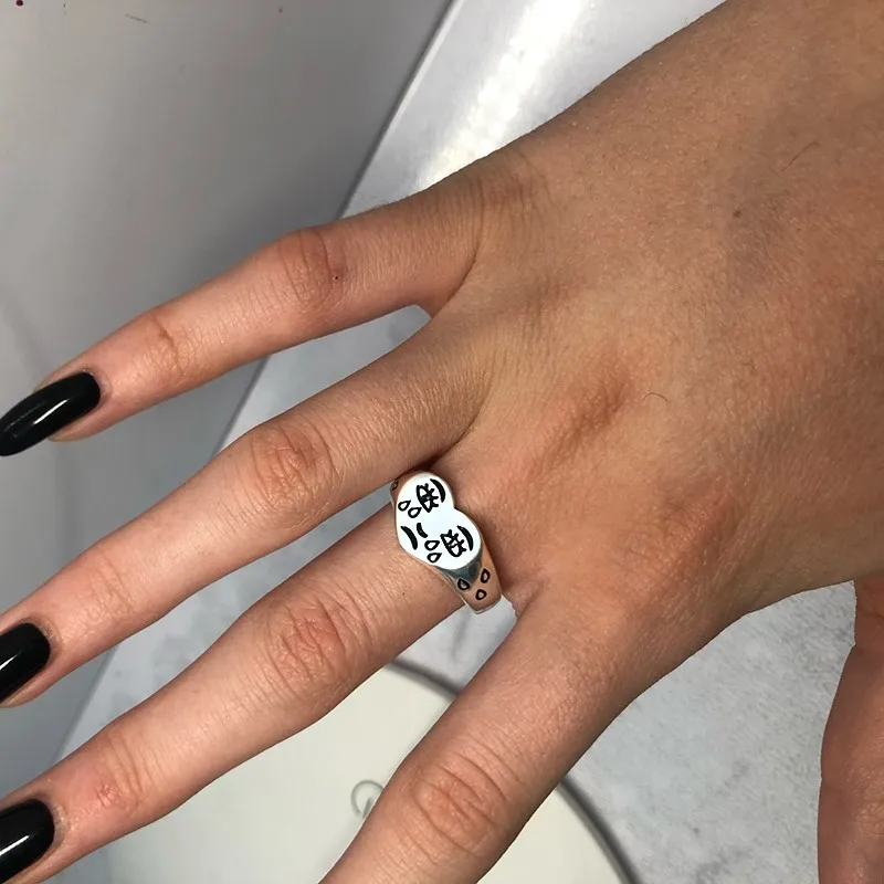 Creative Cry Face Rings for Women New Trendy Fashion Female Resizable Ring Jewelry Ladies Bar Night Club Jewelry Gifts