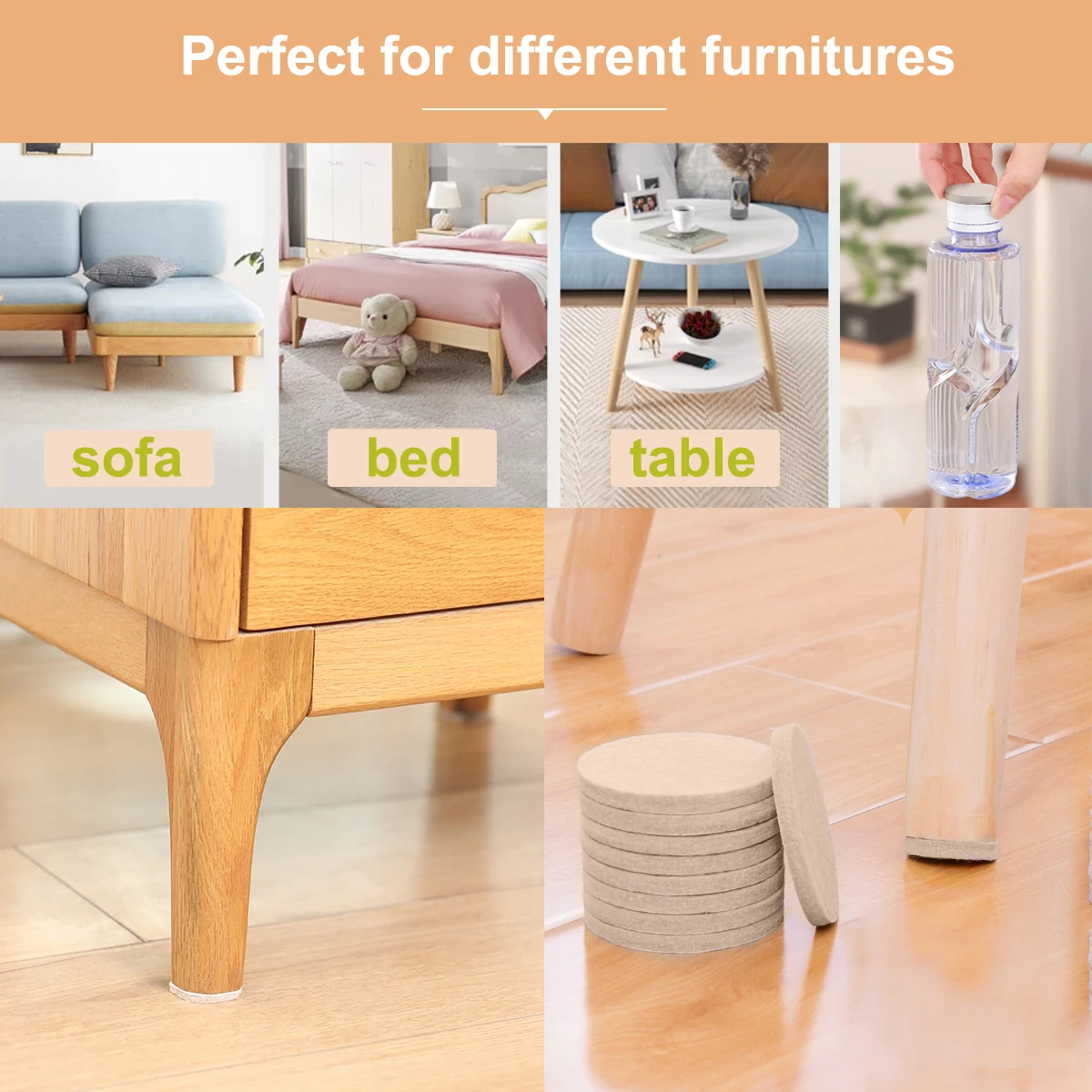 Areyourshop Self Adhesive Felt Furniture Pads Protects Floor Surface Anti Skid Scratch Tabs Home Appliance