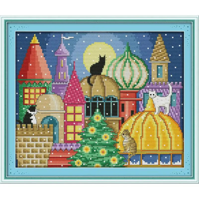Joy Sunday Cat in the Sun Chinese Cross Stitch 14ct 11ct Cross Stitch Kit DIY Needlework DMC Cross Stitch Kit Embroidery Crafts