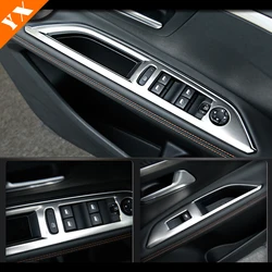 For Peugeot 3008 GT 2017-2021 Accessories Stainless silver Car Window Switch Cover Window Control Panel Trim Car Styling LHD