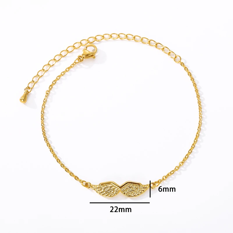 Bohemian Retro Circle Heartbeat Angel Wings Beaded Bracelet Gold Color Charm Stainless Steel Angel Wings Bracelets For Women