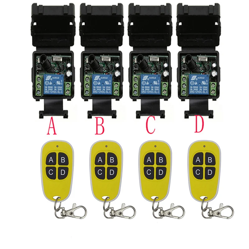 DC12V 24V 1CH 1 CH Mini Wireless RF Remote Control Light Switch 10A Relay Output Radio Receiver Module+Transmitter Garage Doors