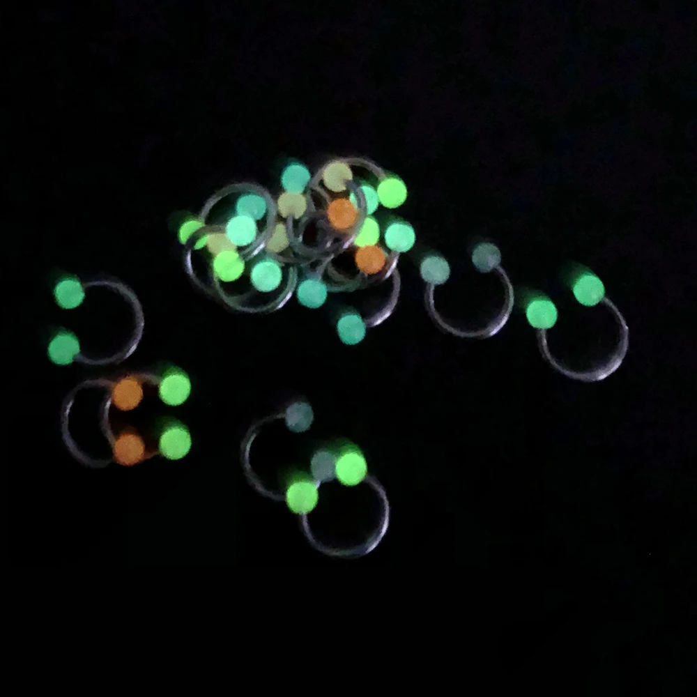 10/14pcs/Set Luminous Surgical Steel Tongue BCR Navel Belly Ring Acrylic Glow in the Dark Ball Labret Stud Body Piercing Jewelry