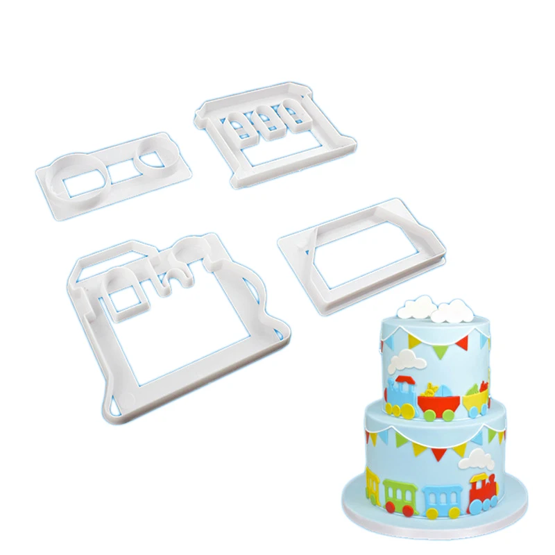 4 Pcs/Lot Small Train Cake Cutter Sugarcraft Cookie Mold Fondant Reusable Cake Decorating Tools For Biscuit Cupcake Pastry Mould