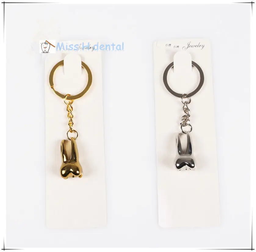 

5pcs/ Dental Molar Shaped Tooth Keychain Dental Lab Dentist Novelty Gift Gold Plated Or Silver Plated