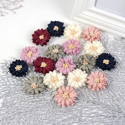 10PcsChrysanthemum Artificial Flowers Head Silk 4cm Fabric Flower For Wedding Decoration DIY Brooches Handmade Craft Accessories