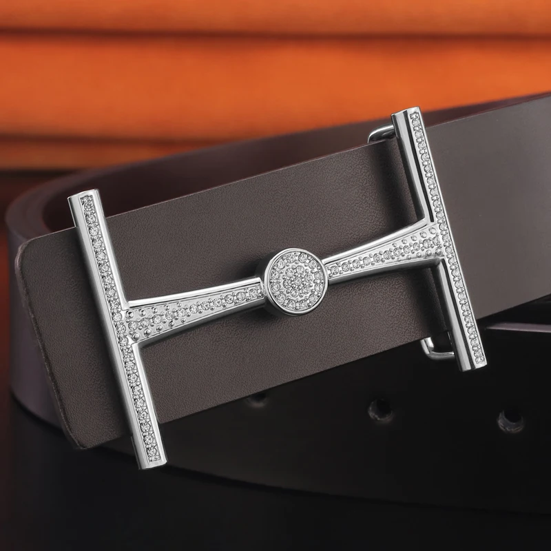 3.8 Cm Wide Fancy Vintage Belt Men's Leather Designer Fashion High Quality Letter Buckle Belt Men's Solid Color Ceinture