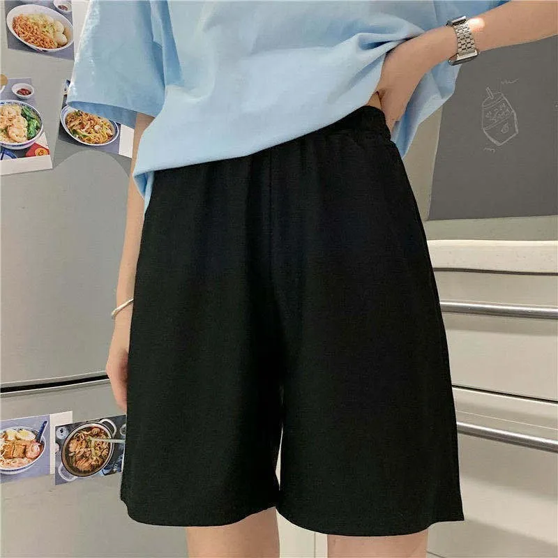 Harajuku Solid Color Simple Shorts Women Loose Sport Summer Casual Running Biker Shorts Korean Lovely Girls Elasticity Short Ins